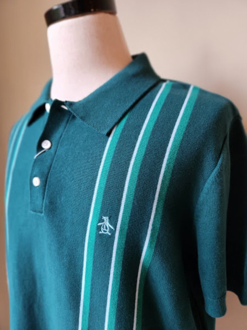 Original Penguin Munsingwear Knit Golf Polo Shirt Size Large NWT Retro Teal - Picture 2 of 9